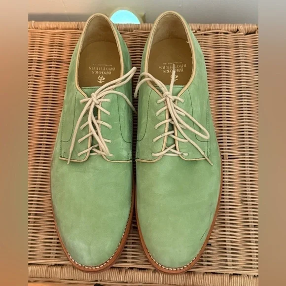Brooks Brothers Green Suede/Nubuc Goodyear Welted Mens Oxford Size 10D - Picture 10 of 12